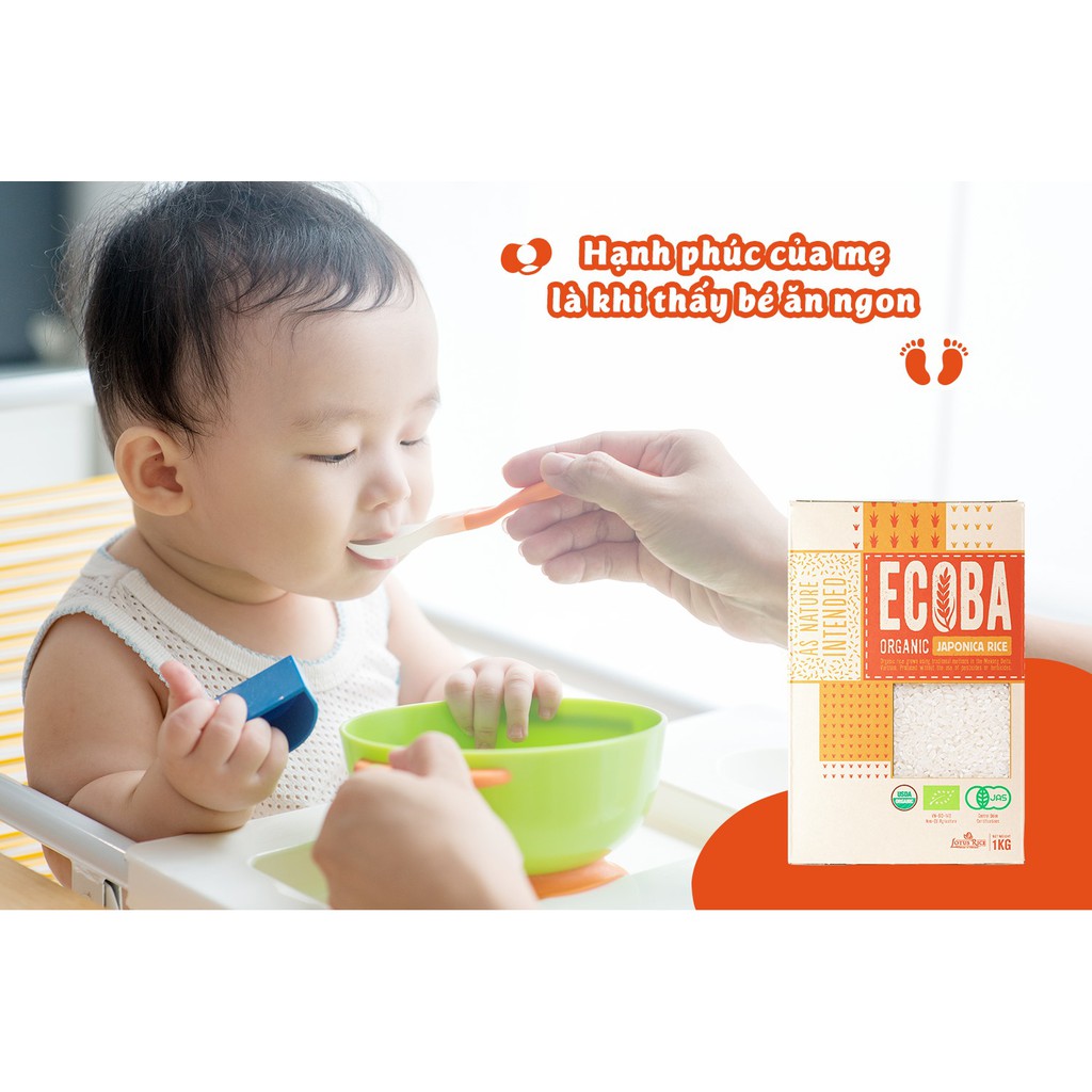 Gạo Nhật hữu cơ nấu cháo cho bé - ECOBA Sakura 1kg