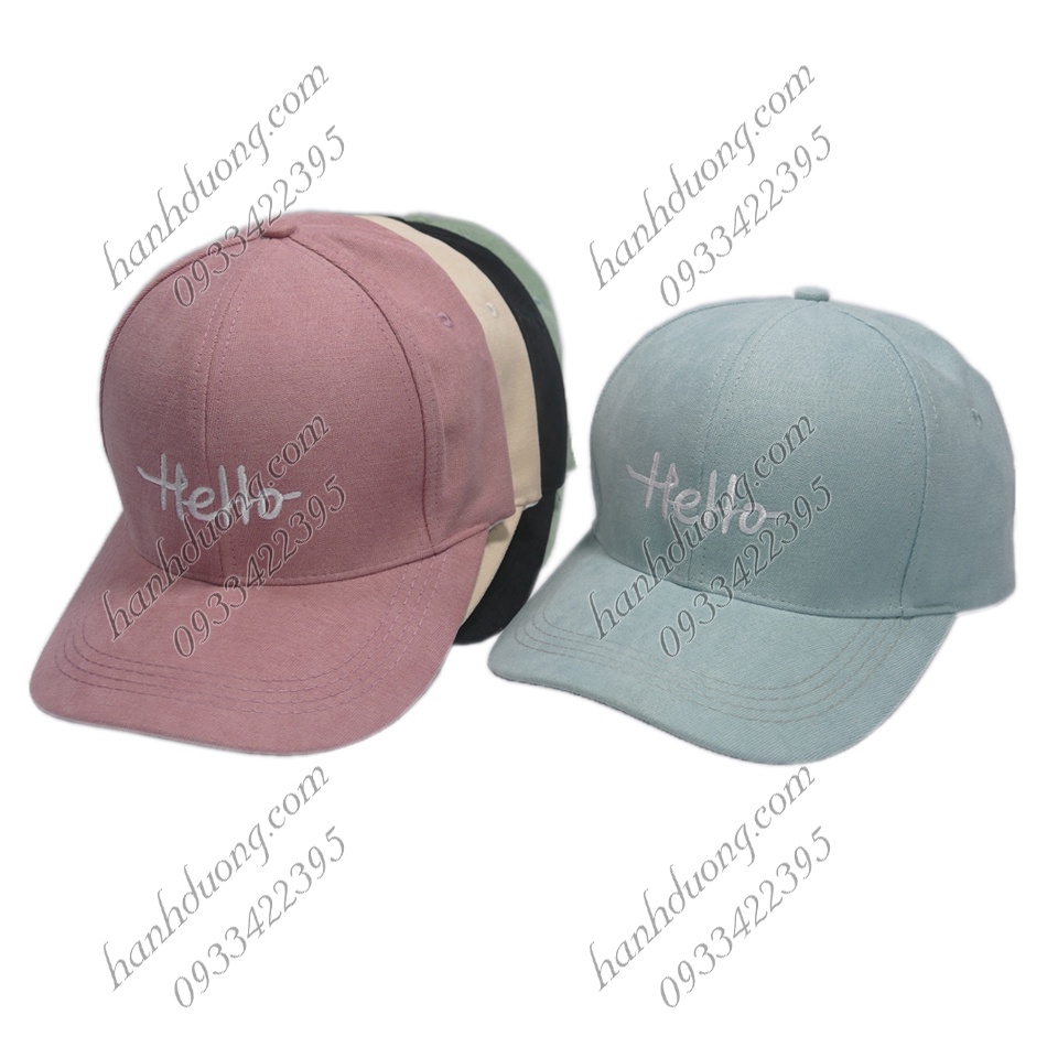 Nón kết nhung thêu chữ Hello mũ lưỡi trai phong cách UIzzang form unisex nam nữ thời trang
