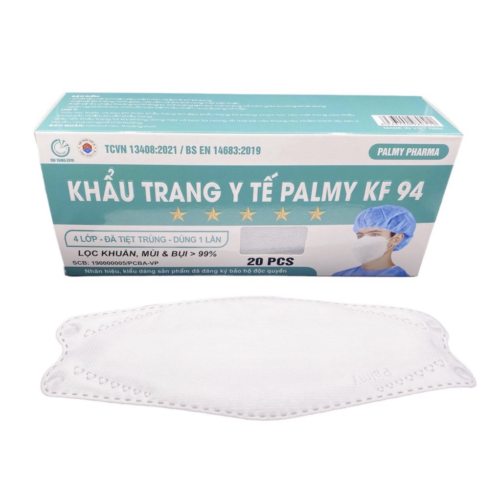 KHẨU TRANG Y TẾ PALMY KF94 - 4 LỚP - LỌC KHUẨN, BỤI, MÙI >99%
