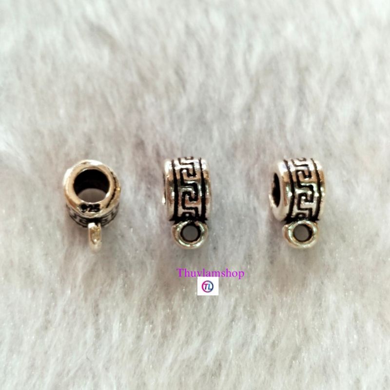 Ống lùa khắc chữ Vạn có móc treo phụ kiện bạc 925 vĩnh viễn bảo hành