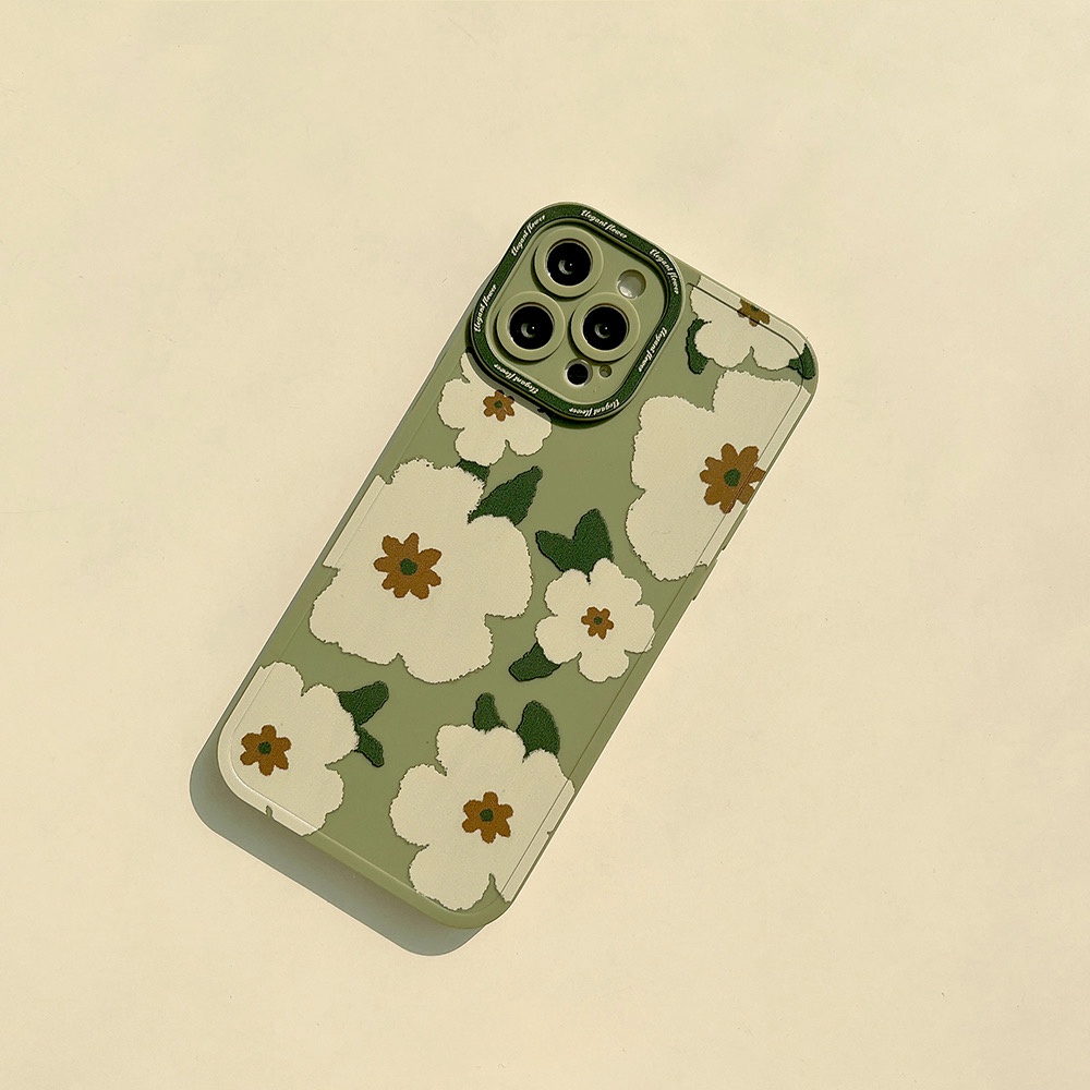 Ốp lưng iphone Hoa Xanh Lá cạnh vuông 13promax/13pro/13/12promax/12pro/12/11promax/11/7plus/8plus/x/xs/xsmax