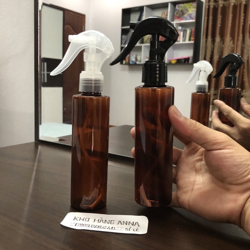 COMBO 10 Bình xịt nước phun sương 100ml/ 150ml/ 200ml- Chai nhựa Nâu/ trong suốt/  trắng đựng xịt khuẩn, xịt nước tưới