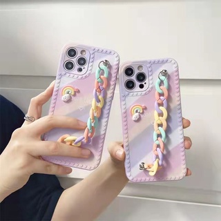 Ốp Điện Thoại TPU Mềm Chống Sốc Họa Tiết Cầu Vồng + Dây Đeo Cho Xiaomi POCO M3 X3 Pro NFC Redmi 9A 9C Note 8 9 10 Pro 9S
