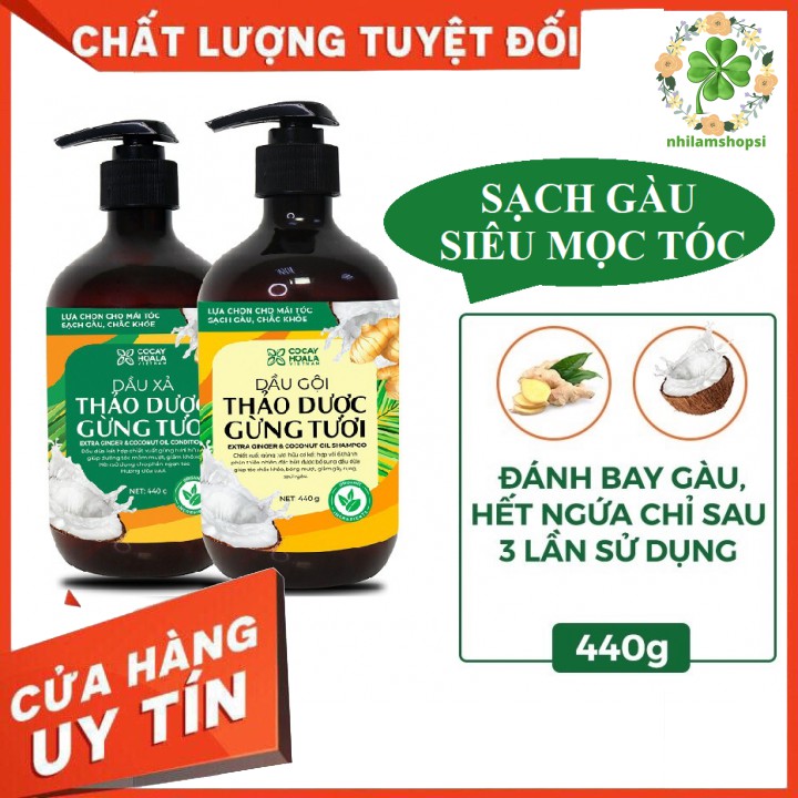 Cặp Dầu gội gừng dừa ngăn rụng tóc Cỏ Cây Hoa Lá sạch gàu, hết ngứa, nhanh mọc tóc | BigBuy360 - bigbuy360.vn