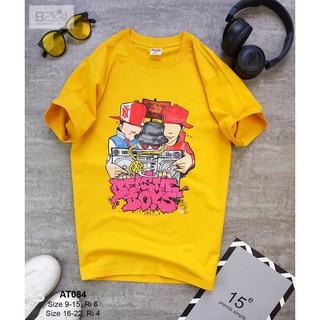 Áo thun cổ tròn tay ngắn bé trai, hình in Hip-hop, size 23-46kg