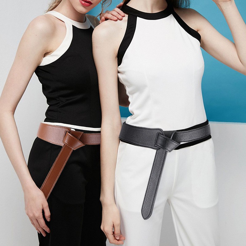 Thắt Lưng Da PU Bản Nhỏ Thiết Kế Thắt Nút Đơn Giản Thời Trang Cho Nữ