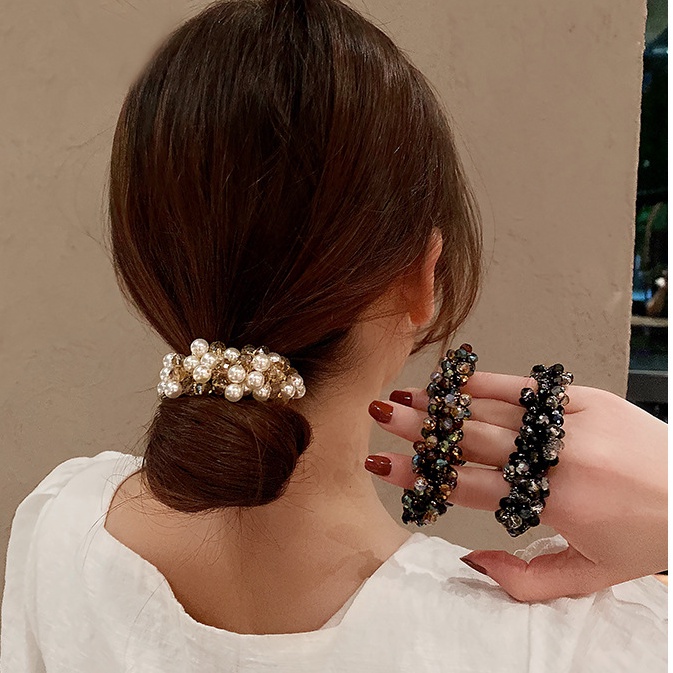 Dây Buộc Tóc Cao Su Co Giãn Đính Hạt Ngọc Trai Thời Trang Cho Nữ