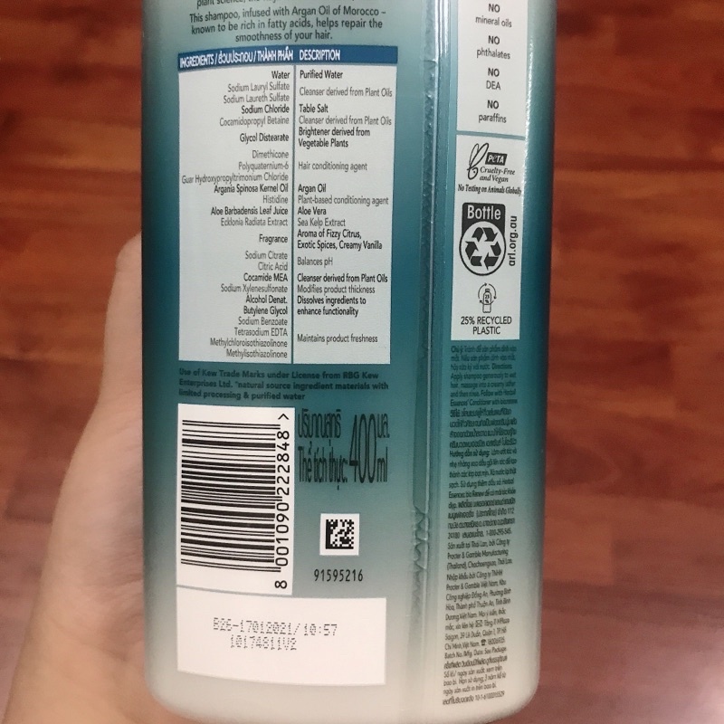 Dầu Gội Phục Hồi Hư Tổn Herbal Essences Repair Argan Oil of Morocco Shampoo Chiết Xuất Tinh Dầu Argan 400ml