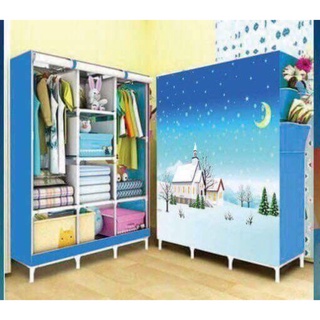 TỦ VẢI 3D KHUNG SẮT DỄ DI CHUYỂN THIẾT KẾ NHIỀU NGĂN ĐỂ ĐỒ VÀ TREO QUẦN ÁO PHÙ HỢP CHO HỌC SINH, SINH VIÊN, GIA ĐÌNH