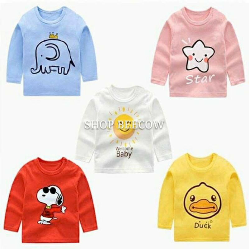 MỚI | ÁO THUN DÀI TAY IN HÌNH SIÊU CƯNG CÓ 5 MÀU CHO BÉ YÊU 8-18KG