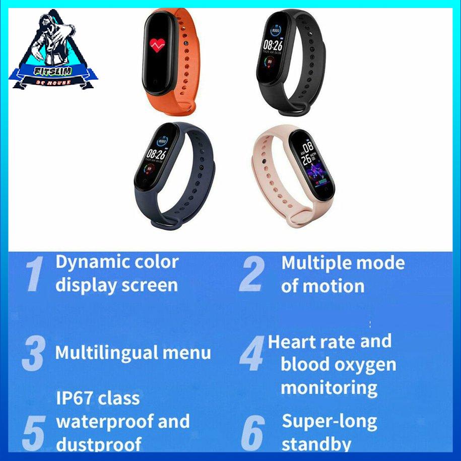 Vòng đeo tay thông minh M5 Tập thể dục Máy đo nhịp tim Màn hình Đồng hồ theo dõi [6/4]