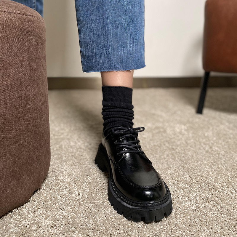 Giày Da Đế Cao Phong Cách Anh Quốc 2021 Cho Nữ