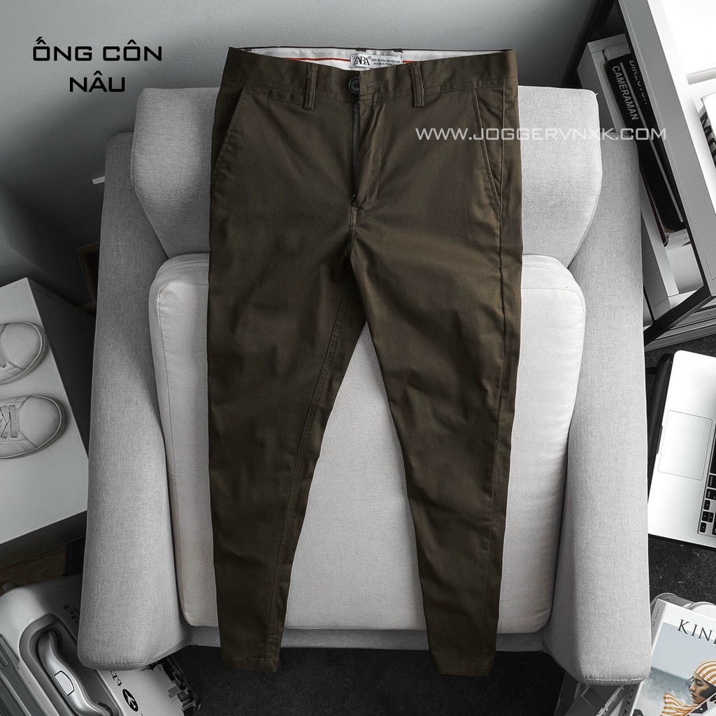 Quần Ống Côn, Quần Kaki Nam Nữ Ôm Dáng - Kaki Cao Cấp Za.r [Nâu]