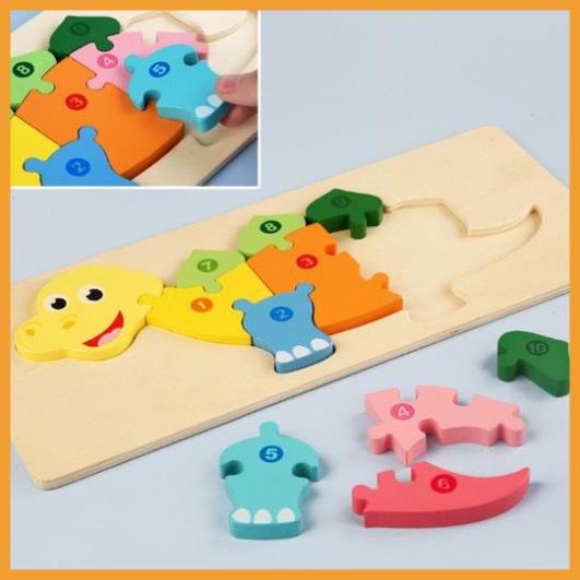 Tranh ghép nối số bằng gỗ dập nổi 3D từ 1-10 nhiều chủ đề