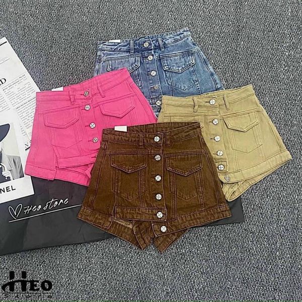 Chân váy bò nhiều khuy lệch nắp túi gân Quảng châu cao cấp A019