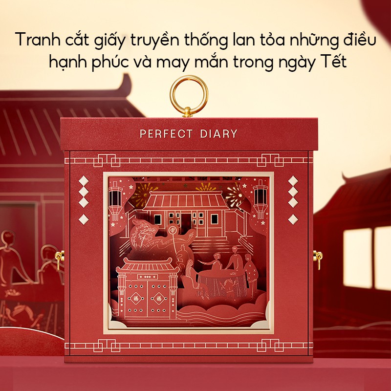 Hộp quà tặng trang điểm PERFECT DIARY 1 phấn mắt+3 son kem lì phiên bản giới hạn | BigBuy360 - bigbuy360.vn