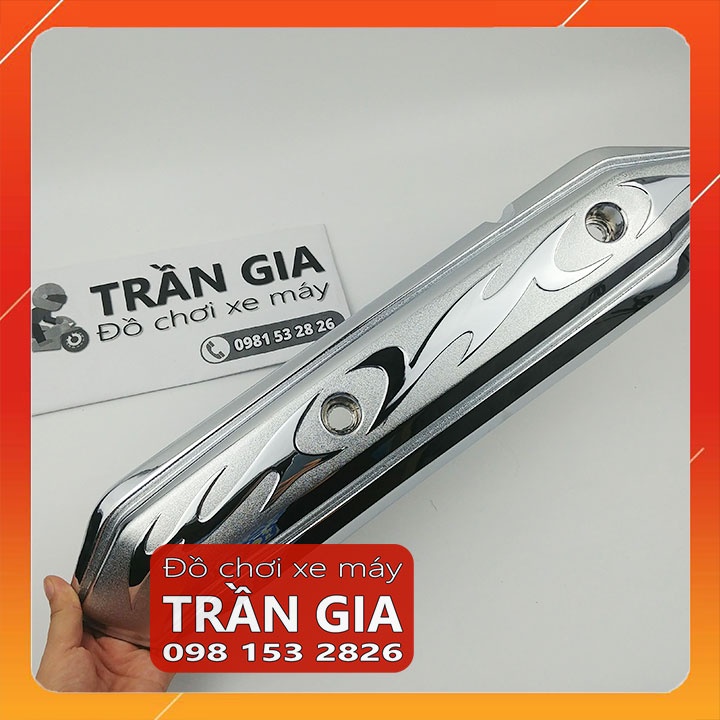Ốp pô xe AB airblade đầu bò 2011-2012 chụp che bô xi inox crom - phụ kiện trang trí đồ kiểng air blade