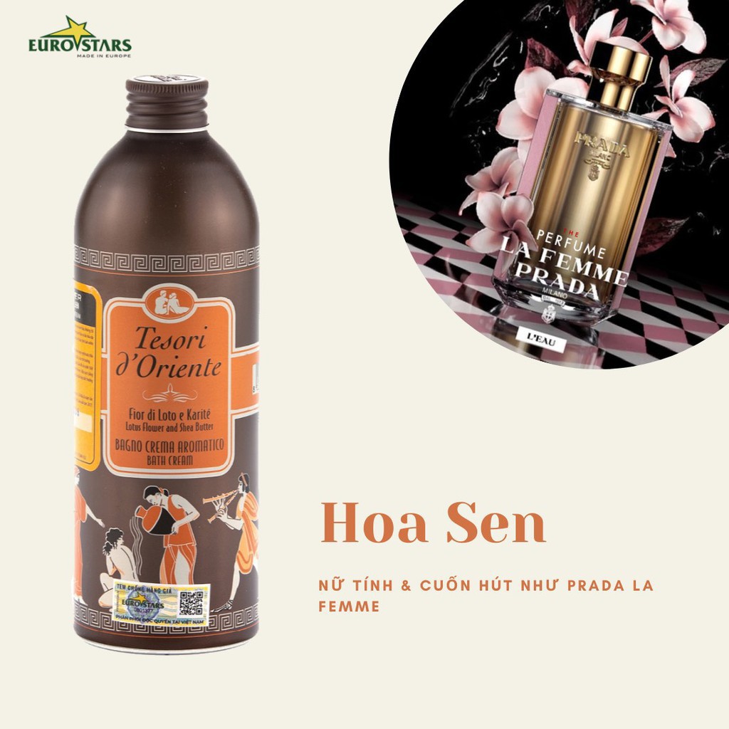 [ HÀNG CHÍNH HÃNG ] Sữa Tắm Nước Hoa Ý Tesori Hương Sen Chai Nhôm Màu Nâu 250ml - 500ml