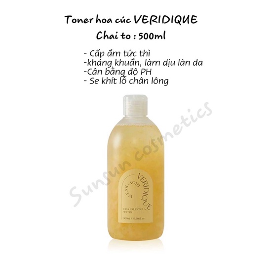 Toner Hoa cúc Veridique Cica Calendula Water TONER 500ml