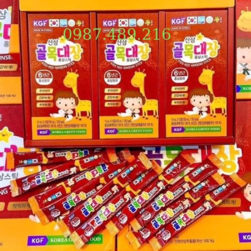 [ Chính Hãng ] Nước Hồng Sâm Trẻ Em Kids Red Ginseng Stick KGF Hàn Quốc, Hộp 30 Gói * 15ml, Giúp Con Khỏe Mạnh Cao Lớn