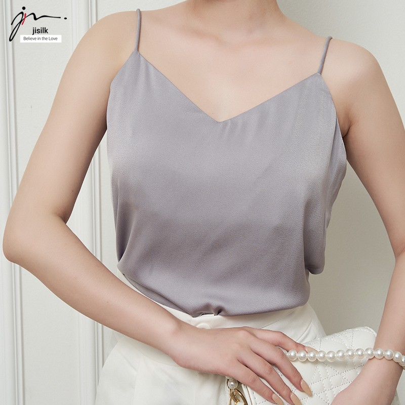 Áo lụa hai dây nữ, camisole có khóa sườn tinh tế mặc vest đi làm đi chơi Simplato L.A2D-02 - jisil