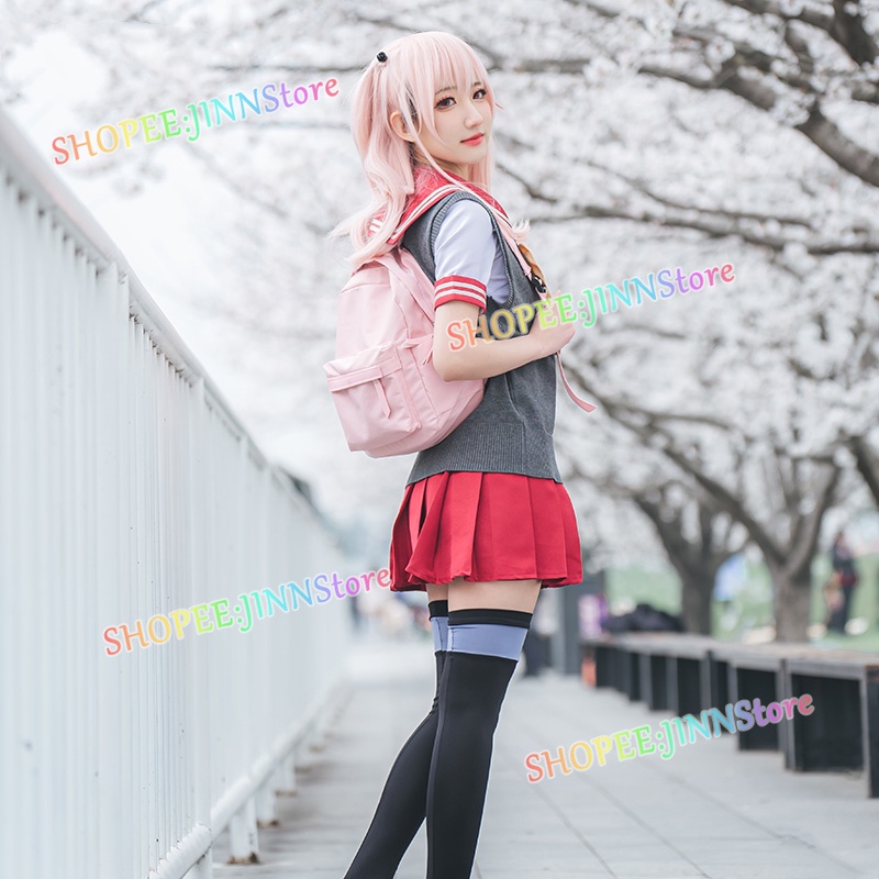 Bộ đồng phục váy ngắn màu hồng/ Tóc giả hóa trang hoạt hình My Dress-Up Darling JK Sajuna Inui