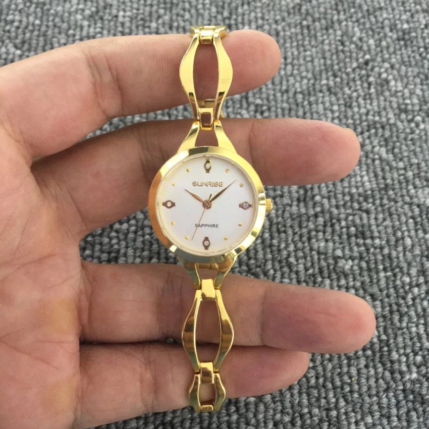 Đồng hồ nữ dây kim loại mặt kính sapphire chống xước Sunrise SL720SWA SL720LSK trắng