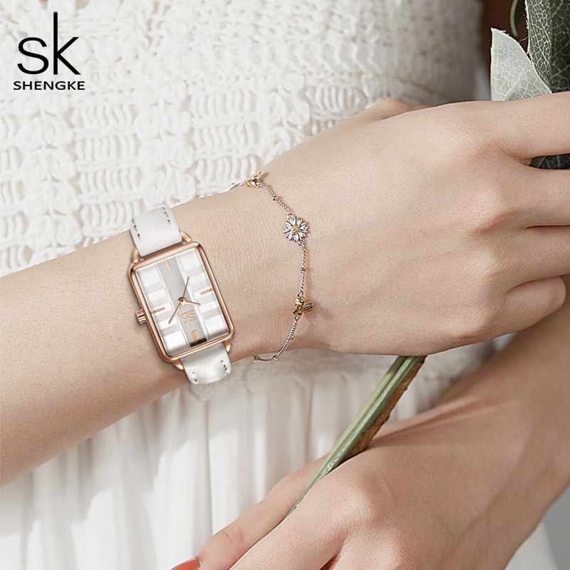Đồng Hồ SHENGKE K0147 Thiết Kế Mặt Hình Chữ Nhật Dây Đeo Da Dành Cho Nữ | BigBuy360 - bigbuy360.vn