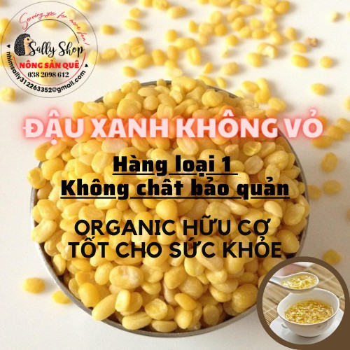 500gr Đậu Xanh Không Vỏ Hữu Cơ SallyFood Đỗ Xanh Vàng Tróc Tách Đãi Vỏ Sạch Nấu Xôi Chè Làm Bánh - Shop Nông Sản Quê