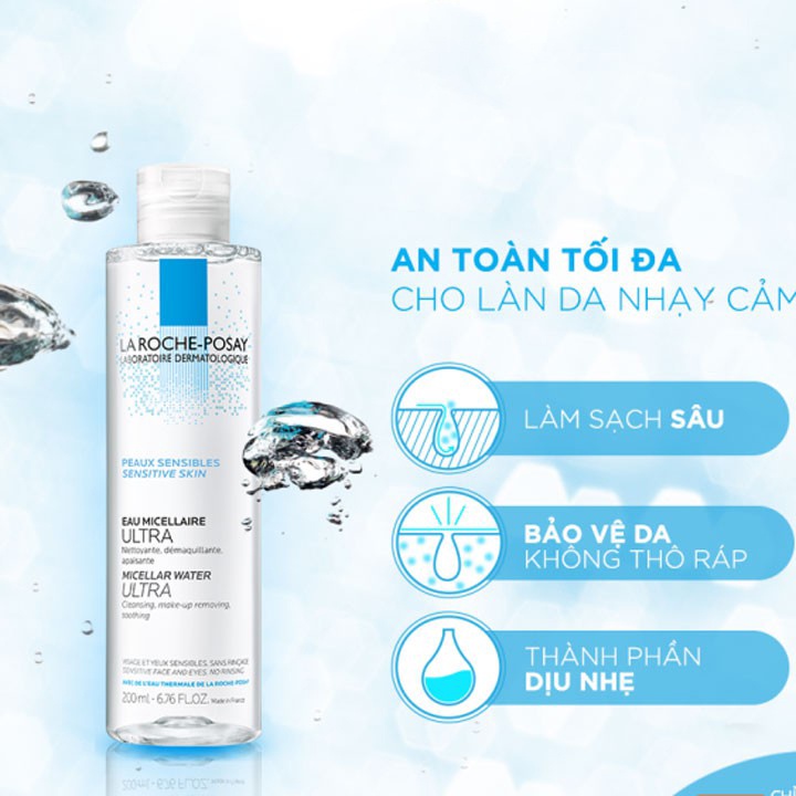 Nước làm sạch sâu và tẩy trang cho da nhạy cảm Micellar Water Ultra Sensitive Skin La RochePosay 200-400ml-𝐃𝐫.𝐋𝐲́ 𝐇𝐨𝐚̀𝐧g | BigBuy360 - bigbuy360.vn
