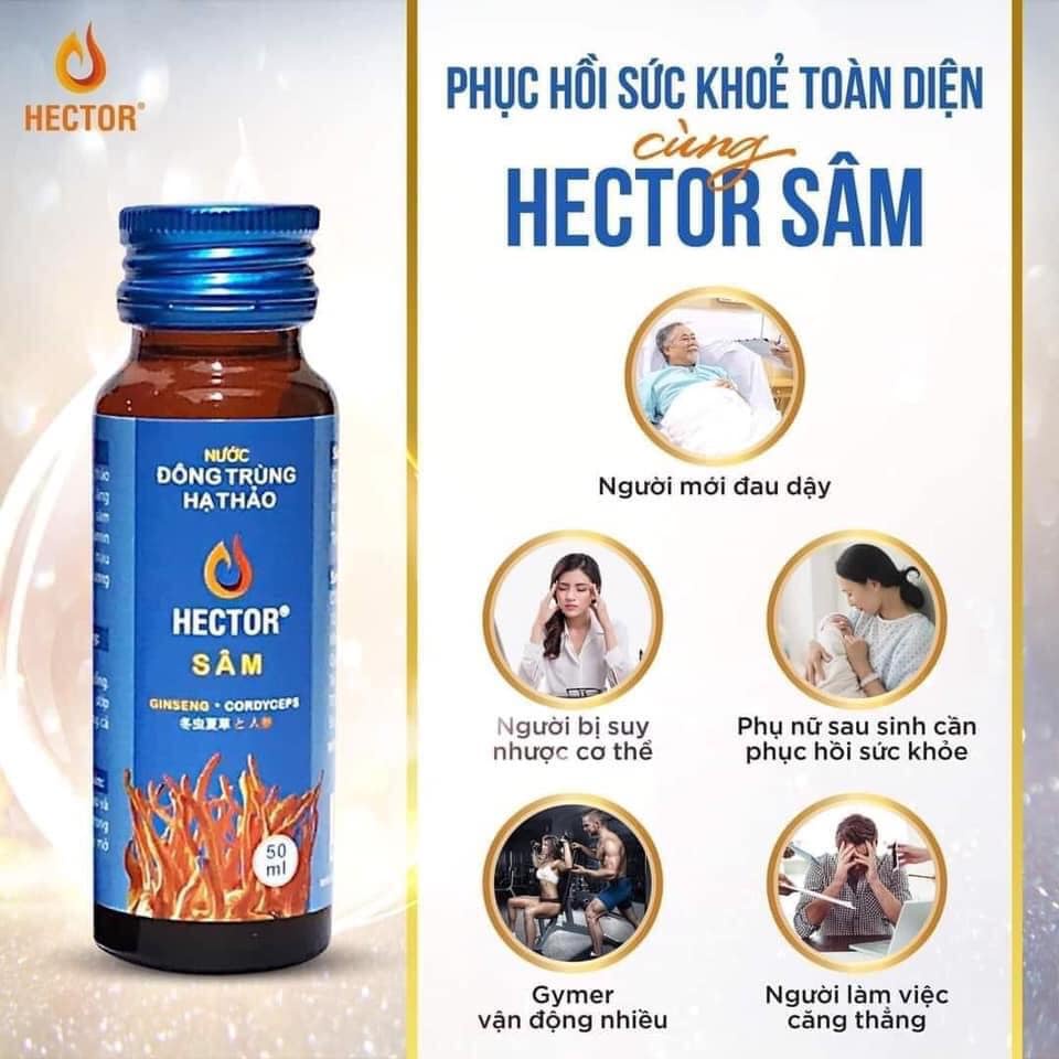 (Chai dùng thử) Nước Đông Trùng Hạ Thảo Hector Sâm Hộp 10 Chai Hector Cordyceps Ginseng