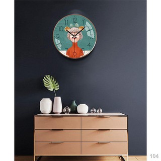 2021❒Đồng hồ bắc âu nhà cá tính thời trang đồng hồ treo tường ánh sáng sang trọng sáng tạo mạng màu đỏ phim hoạt hình cô