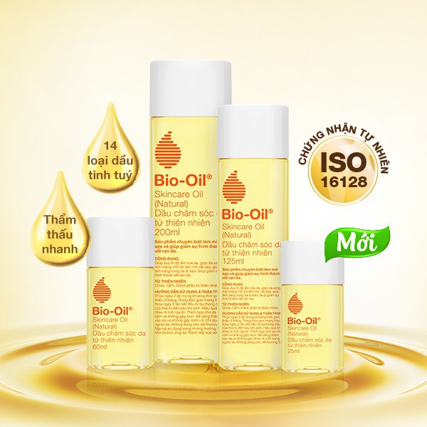 Bio Oil Skincare Oil Natural 60ml Dầu dưỡng da từ thiên nhiên - Giữ ẩm làm đều màu da, mờ sẹo, cải thiện vết rạn