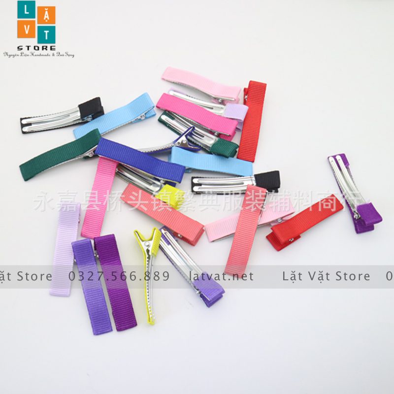 Kẹp tóc bọc vải 5 cm nhiều màu - Phụ kiện tự làm kẹp tóc, trang sức handmade, kẹp tóc ruybang