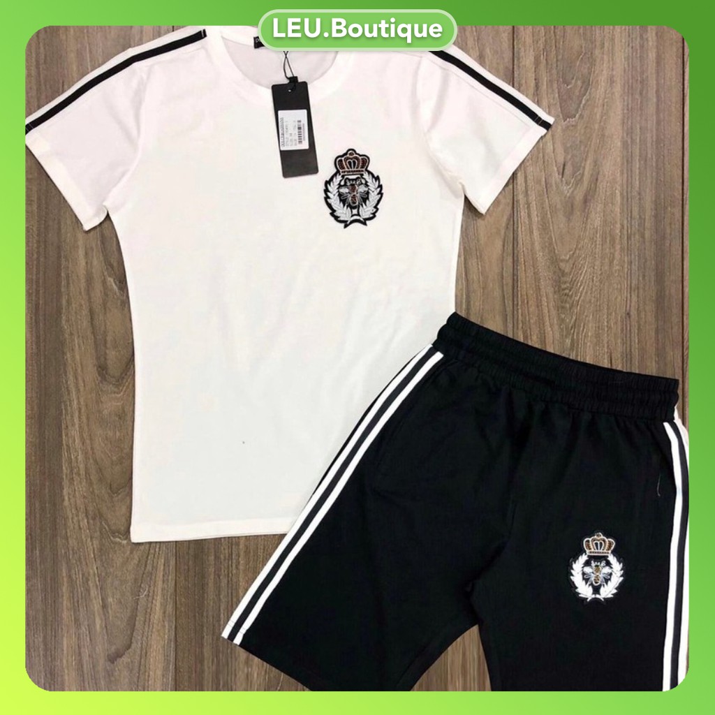 [ XẢ HÀNG ] Bộ quần áo nam hàng đẹp, vải mặc thoáng mát, in logo Vương Miện 2 màu Đen - Trắng | BigBuy360 - bigbuy360.vn