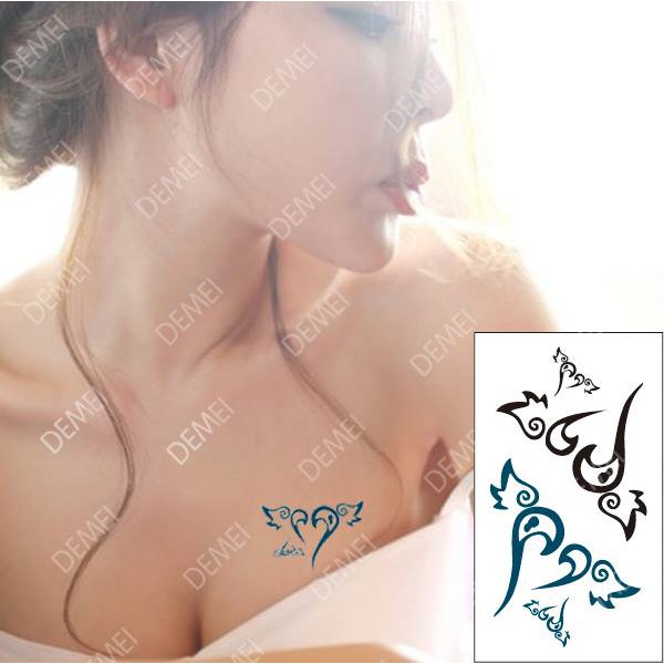 Hình xăm dán noel cánh chim và ngôi sao hoa tuyết 10x6cm