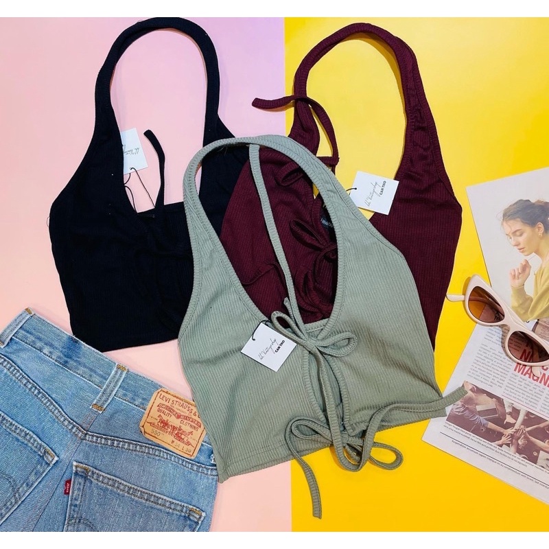 ÁO YẾM THẮT NƠ KHOEN NGỰC▪Bae Croptop