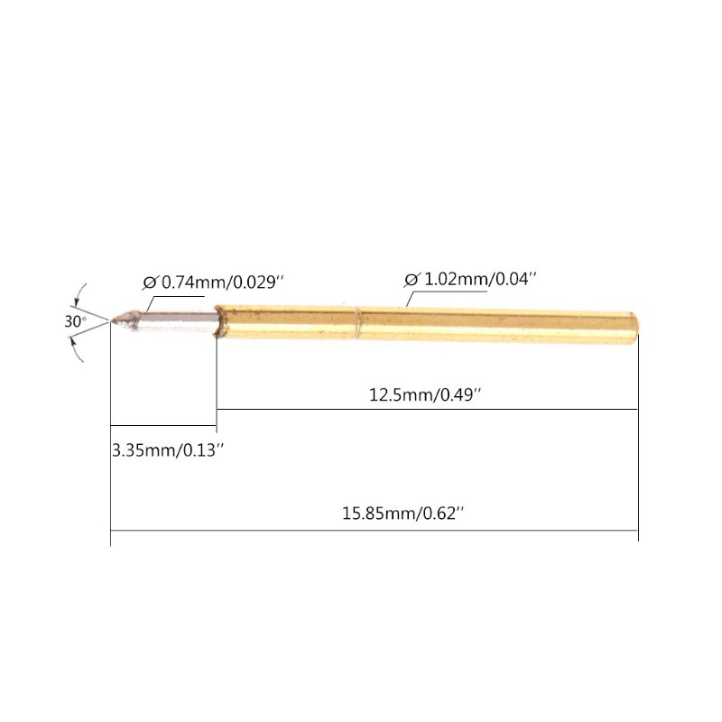 WER 100 Pcs Dia 1.02mm Length 15.85mm 100g Spring Test Probe Pogo Pin Tool P75-B1