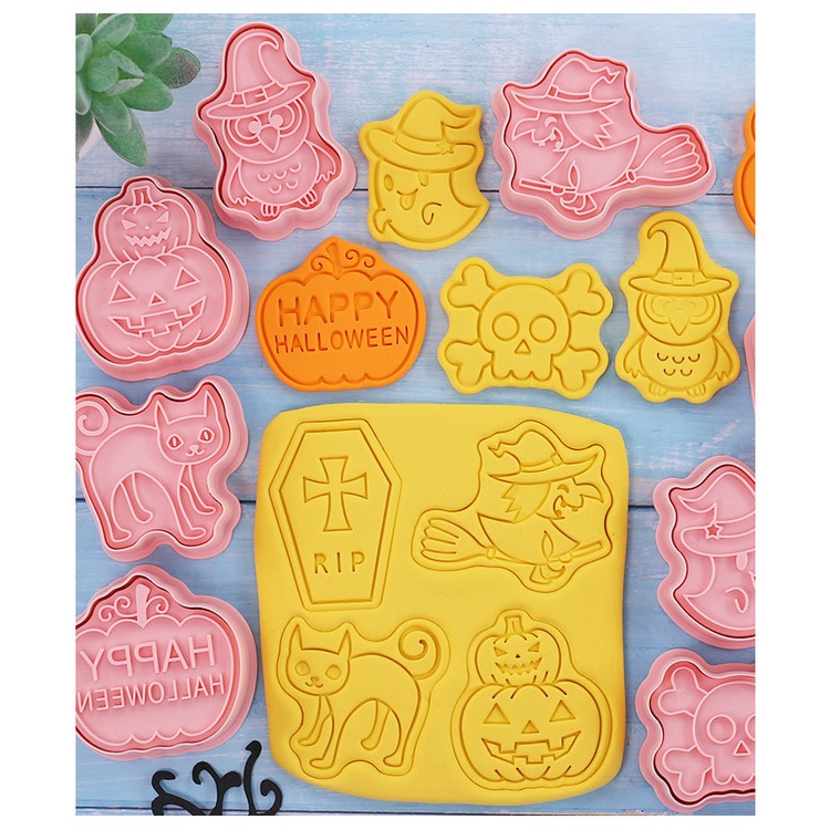 Set 8 Khuôn Cắt Bánh Quy Tạo Hình Chủ Đề Halloween Hoạt Hình