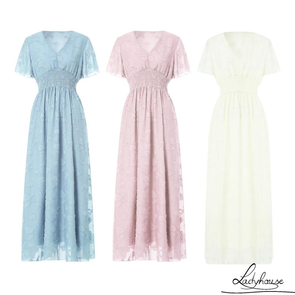 Đầm Tay Loe Ngắn Cổ Chữ V Màu Trơn In Họa Tiết Độc Đáo Thời Trang Mùa Hè Cho Nữ