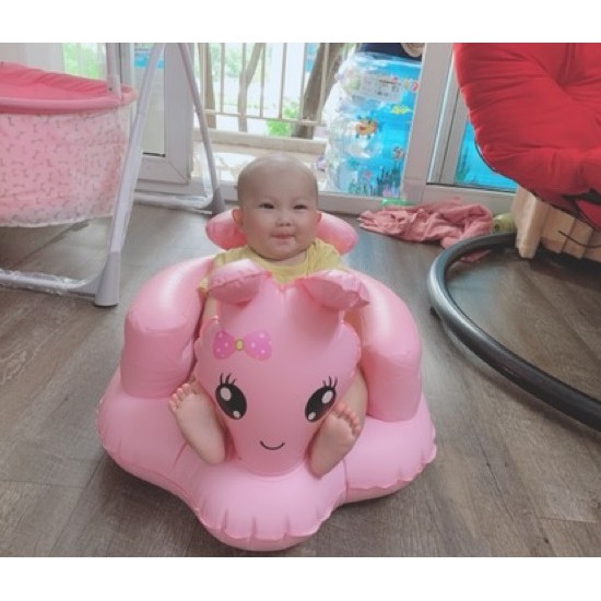 Ghế tập ngồi hơi hình thú màu hồng cho bé