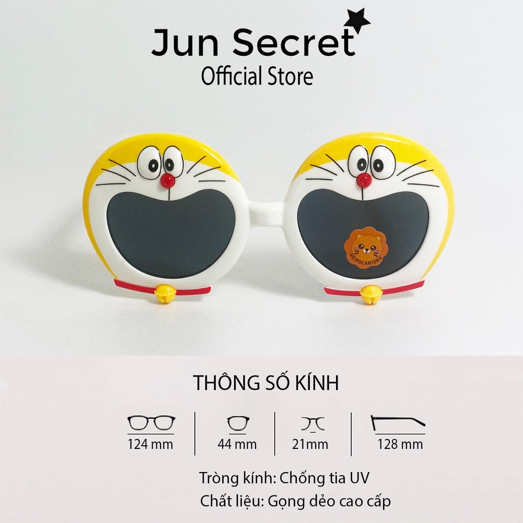 Kính mát trẻ em Jun Secret gọng nhựa dẻo, kiểu kính hình doreamon nhiều màu đáng yêu dành cho bé từ 2 đến 7 tuôi JS80A72