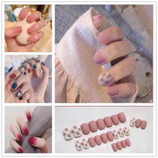 Bộ 24 móng tay giả màu trơn xinh xắn