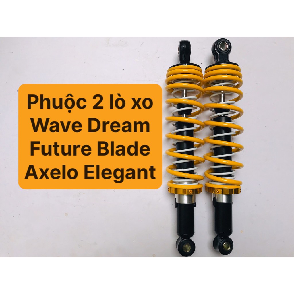 [CÓ VIDEO] Giảm sóc Phuộc 2 lò xo Wave Dream Future Blade Cub đời mới Axelo Elegant 33,5 cm êm ái chắc khỏe Đèn Xe Việt