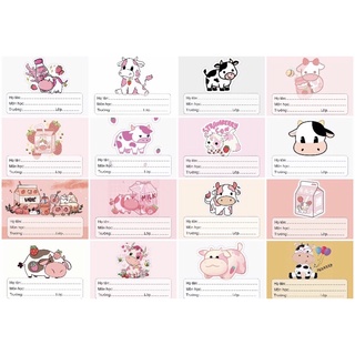 Túi 16 Nhãn Vở Hình Bò Sữa Cute