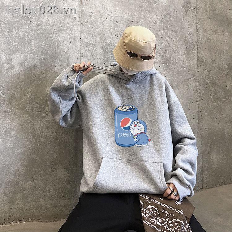 Áo Hoodie Dáng Rộng Có In Hình Doraemon Xinh Xắn Cho Các Cặp Đôi