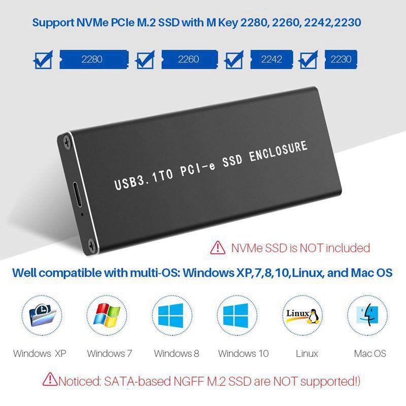 Pcie Nvme Usb3.1 Hdd Enclosure M.2 To Usb 3.1 Type C M Key Ssd Enclosure Hard V1 | BigBuy360 - bigbuy360.vn
