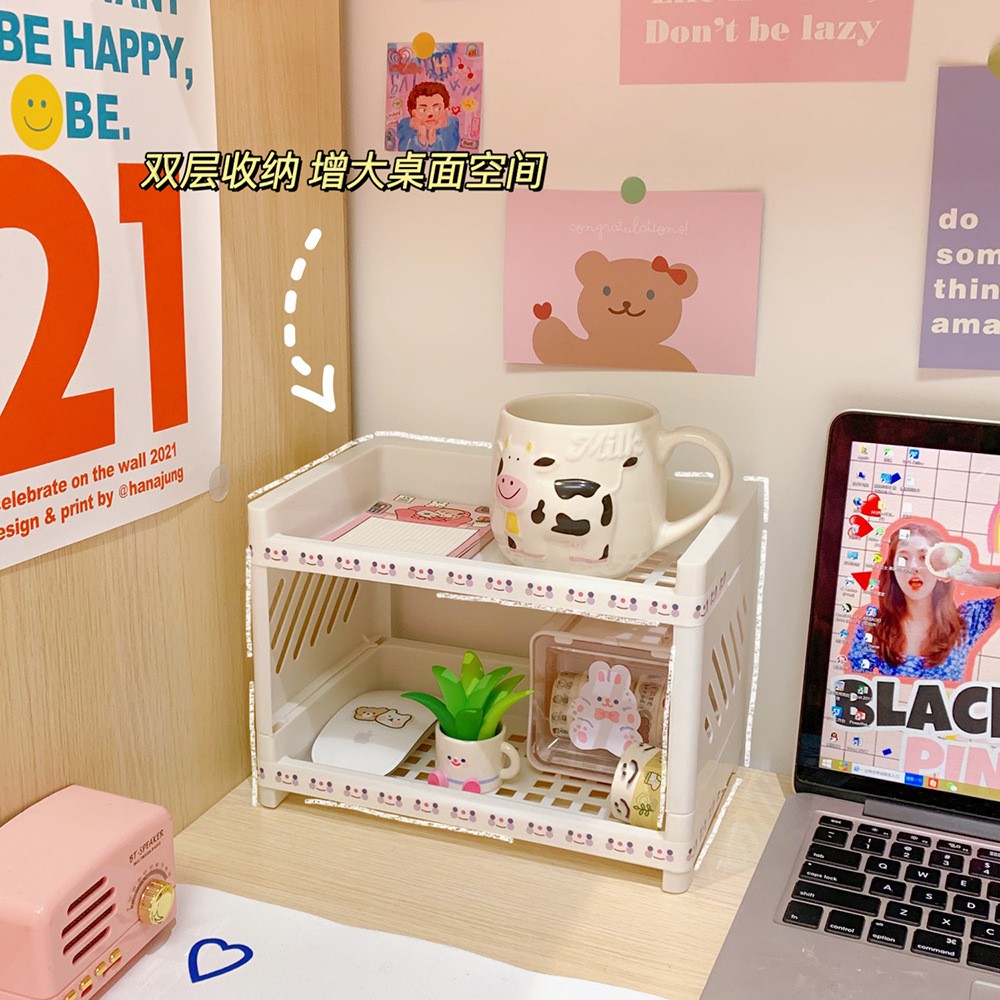 Kệ nhựa mini đựng đồ đa năng 2 tầng để nhà tắm bàn trang điểm LIZAMO KMN169