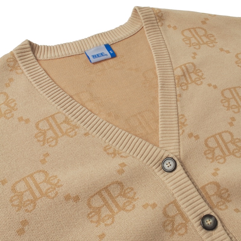 LOCAL BRAND REE - ÁO CARDIGAN LEN DIAMOND MONOGRAM MÀU BE