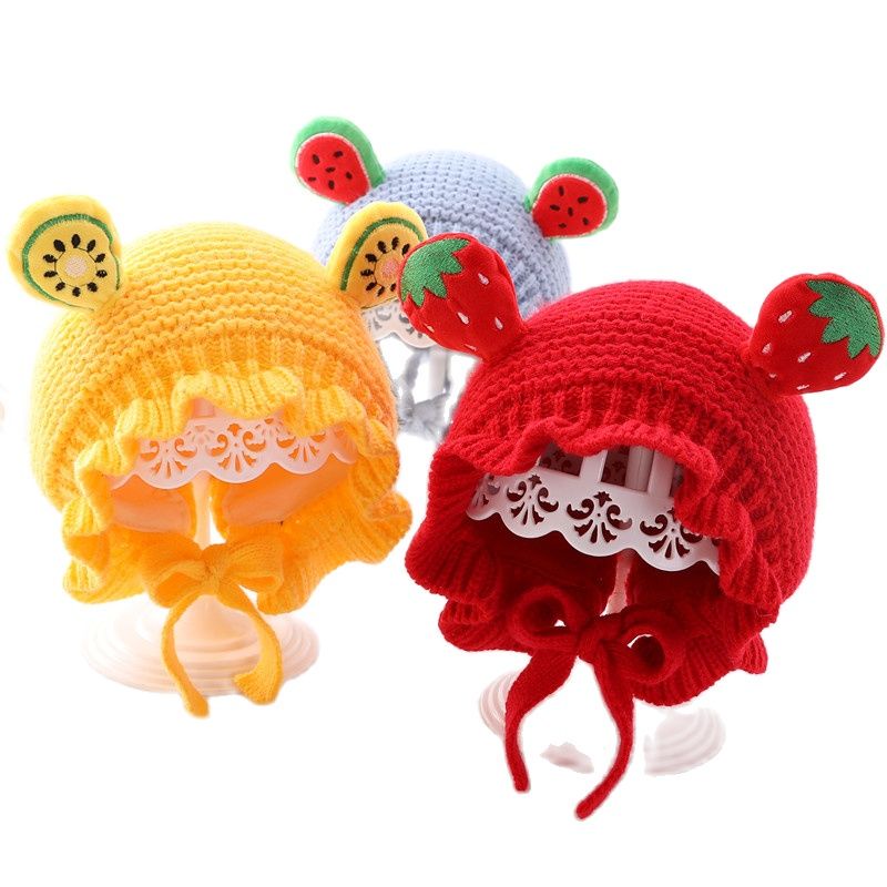 Mũ beanie Trùm Đầu Phối Ren Hoa Cho Bé